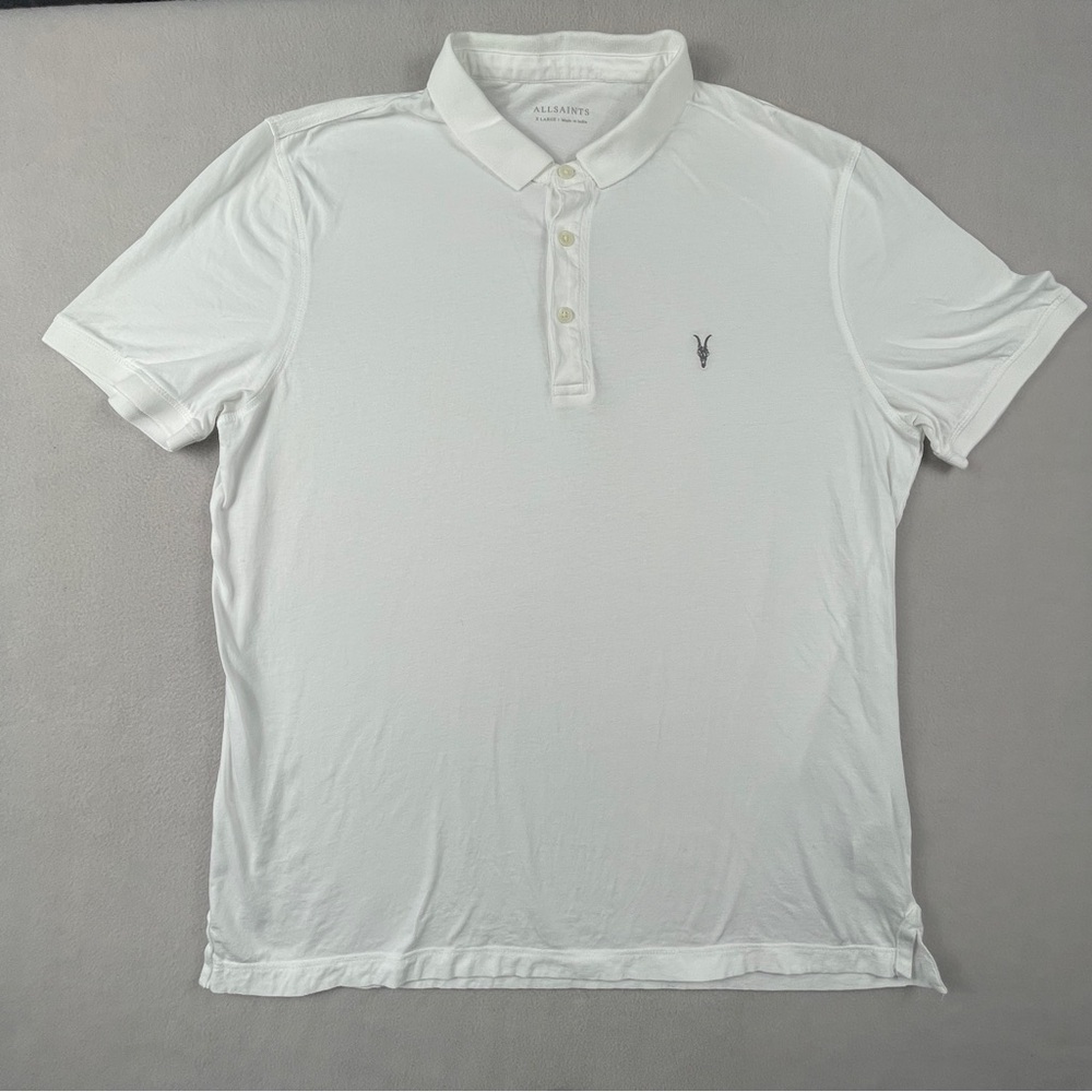 AllSaints Men's vidal White Cotton Polo Shirt 
XL